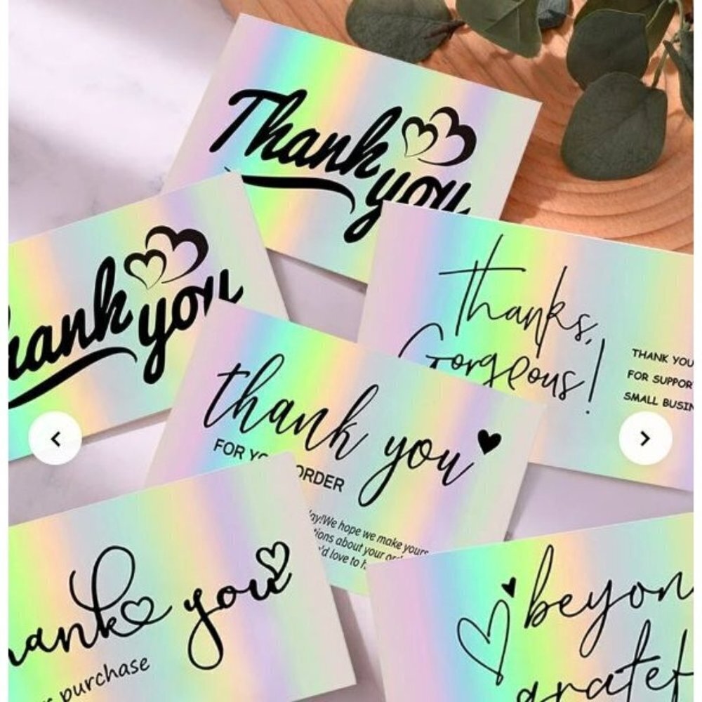 Holographic Thank You Silver Business Card 50X2 Total 100